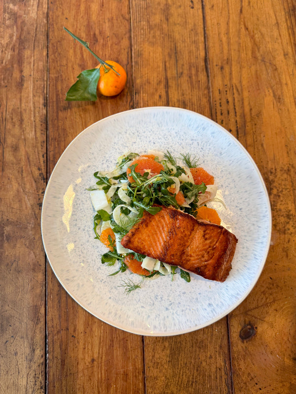 Citrus Fennel Salad with Seared Sockeye