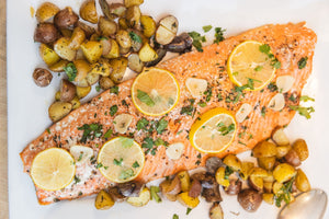 Sheet-Pan Butter-Roasted Sockeye Salmon with Crispy Potatoes